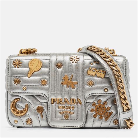 prada shoulder bag silver|prada diagramme shoulder bag.